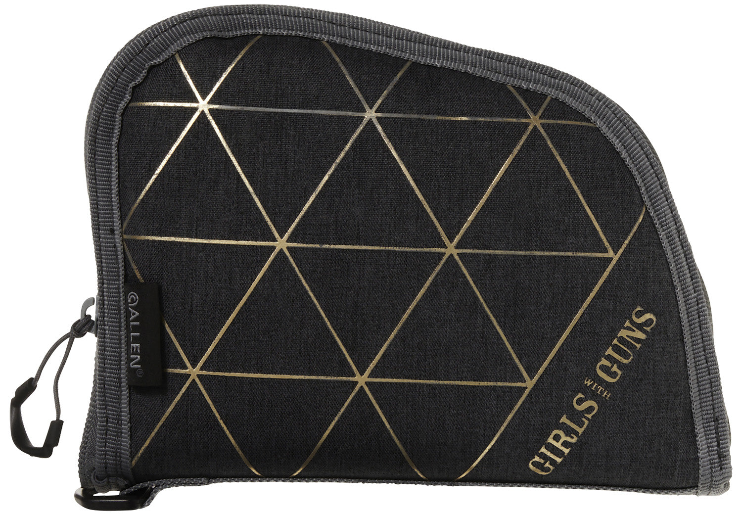 Girls With Guns 908 Foiled Pistol Case 8" Heather Gray and Gold Foil Finish