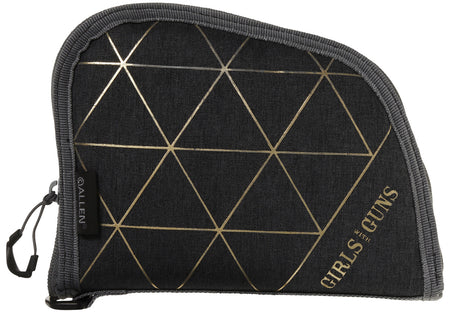 Girls With Guns 908 Foiled Pistol Case 8" Heather Gray and Gold Foil Finish