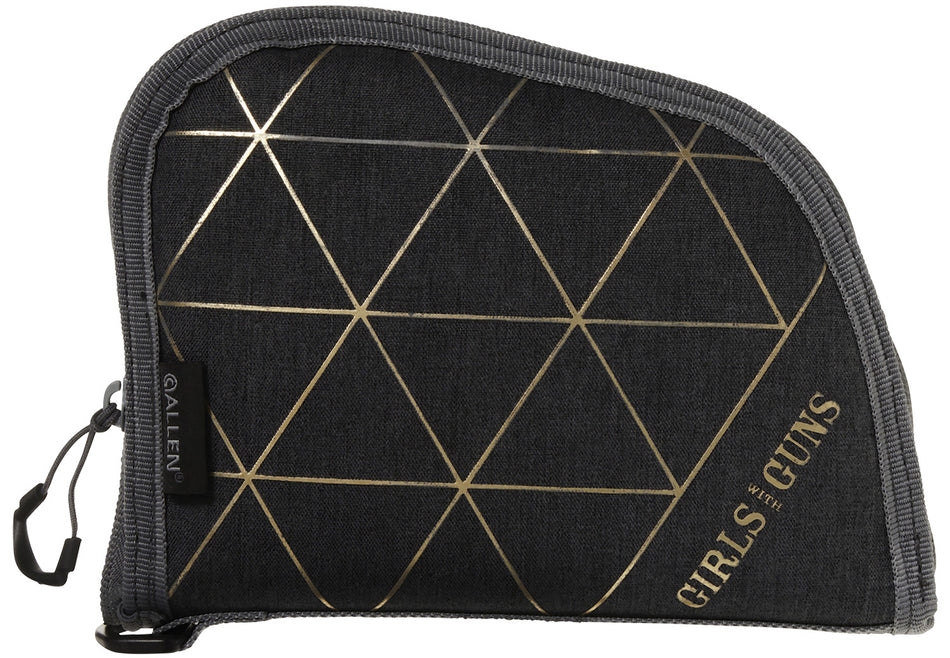 Girls With Guns 908 Foiled Pistol Case 8" Heather Gray and Gold Foil Finish