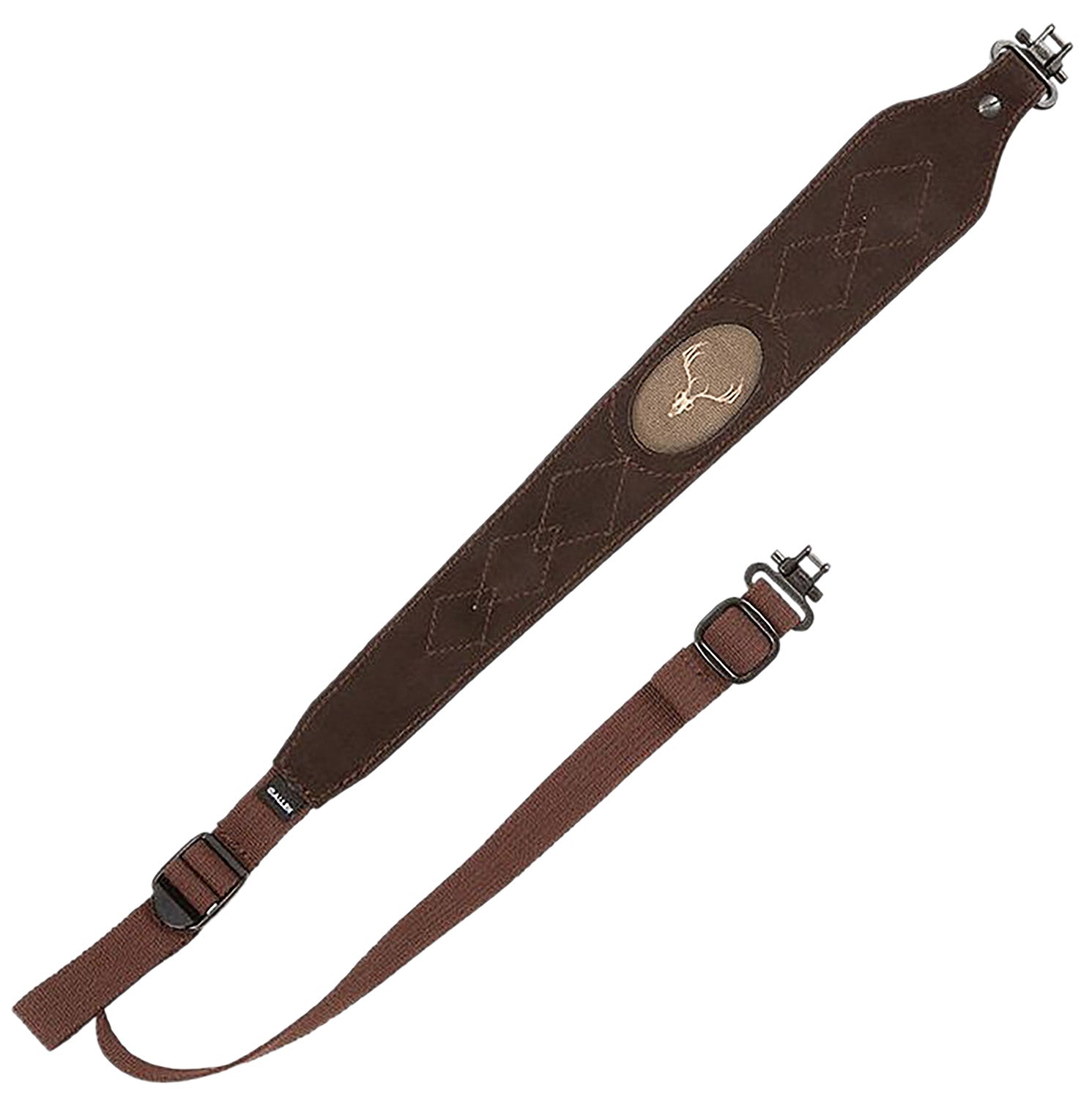 Allen Big Game Suede Leather Rifle Sling Brown Adjustable with Embroidered Deer Accent