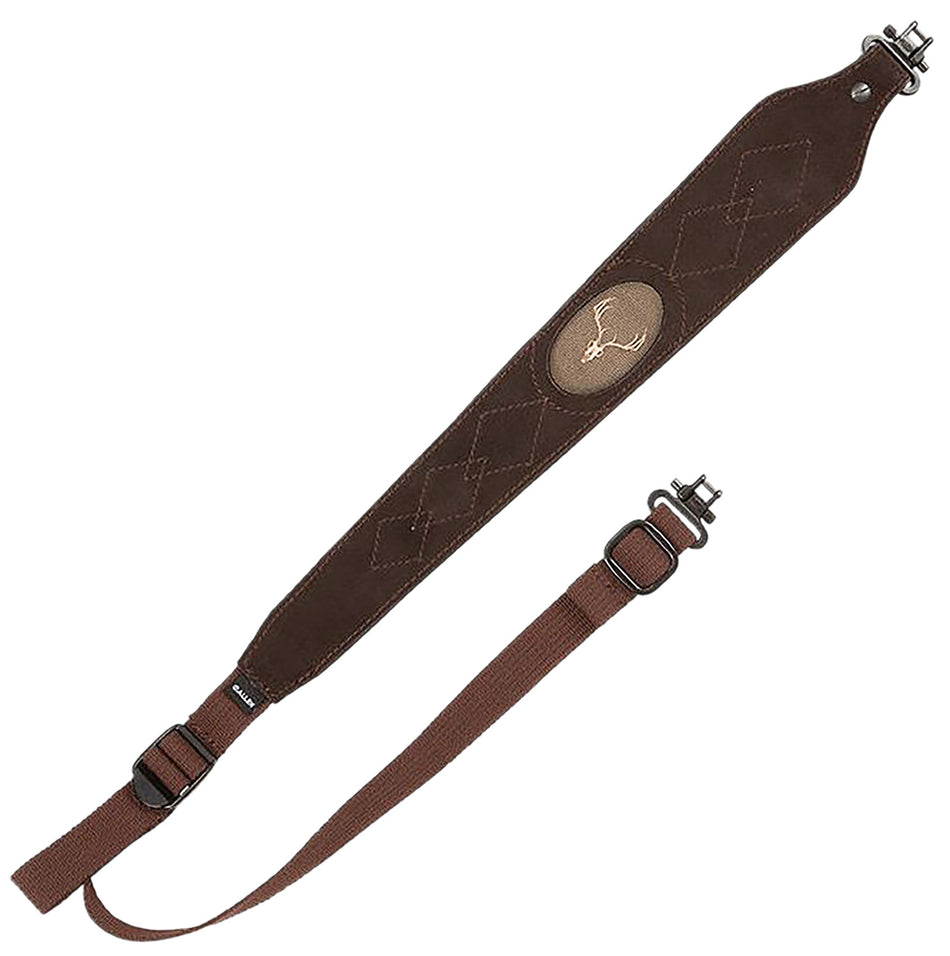 Allen Big Game Suede Leather Rifle Sling Brown Adjustable with Embroidered Deer Accent