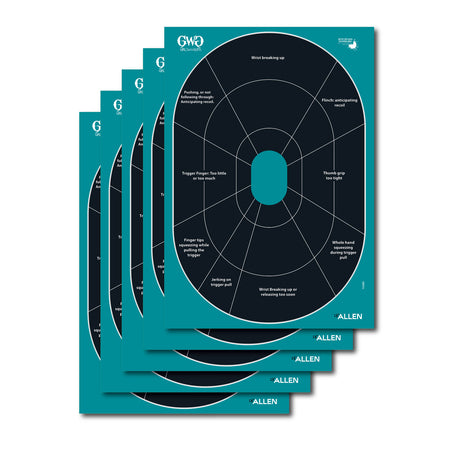 Girls With Guns Splash Reactive Self-Adhesive Paper Target Black/Teal Oval 12"x18" 5 Pack