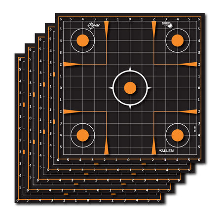 EZ-Aim 15314 12-Inch Splash Reactive Adhesive Sight-In Grid Targets – Black & Orange, 5-Pack