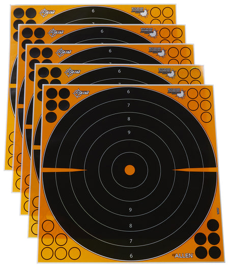 EZ-Aim 15227 16-Inch Splash Reactive Self-Adhesive Bullseye Targets – Black & Orange, 5-Pack
