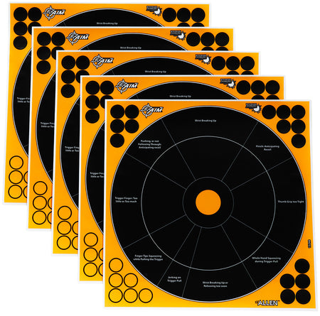 EZ-Aim 15248 12-Inch Splash Reactive Adhesive Bullseye Targets – Black & Orange, 5-Pack