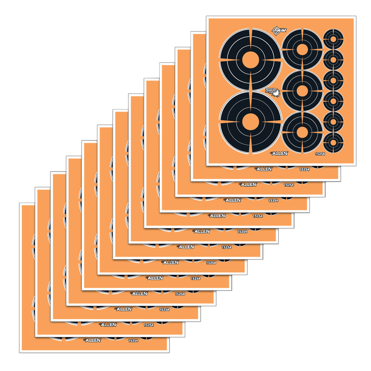 EZ-Aim 15254 Splash Reactive Adhesive Multi-Size Bullseye Target Variety Pack, 12-Pack
