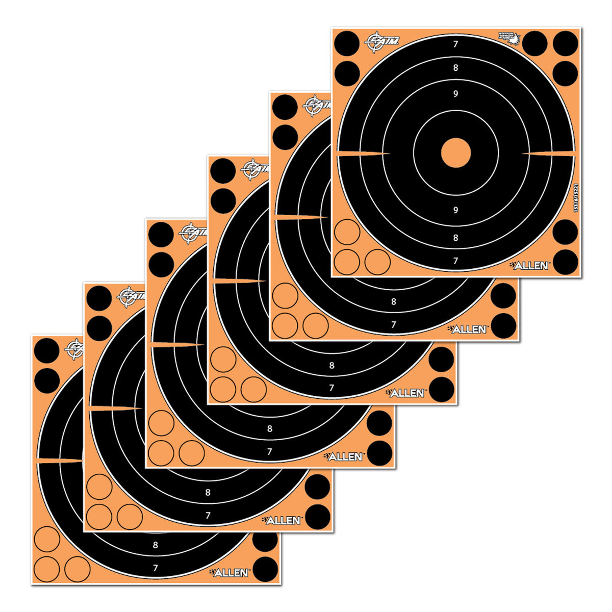 EZ-Aim 15316 8-Inch Splash Reactive Adhesive Bullseye Targets – Black & Orange, 6-Pack