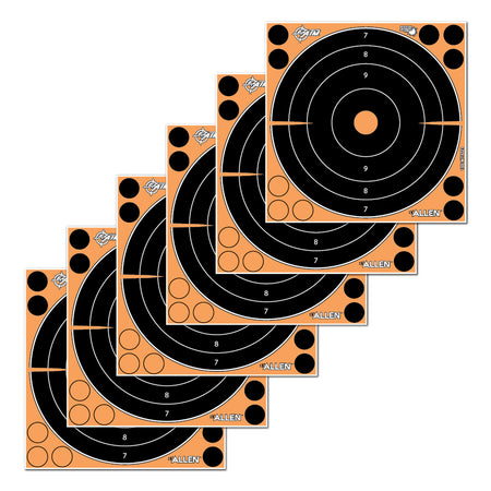 EZ-Aim 15316 8-Inch Splash Reactive Adhesive Bullseye Targets – Black & Orange, 6-Pack