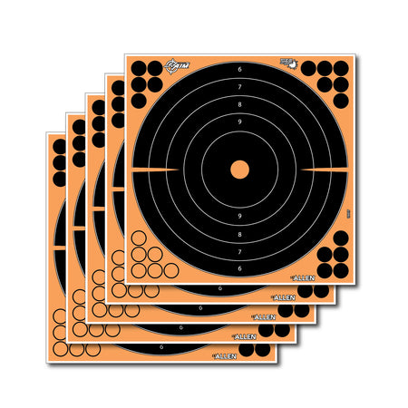 EZ-Aim 15317 12-Inch Splash Reactive Adhesive Bullseye Targets – Black & Orange, 5-Pack