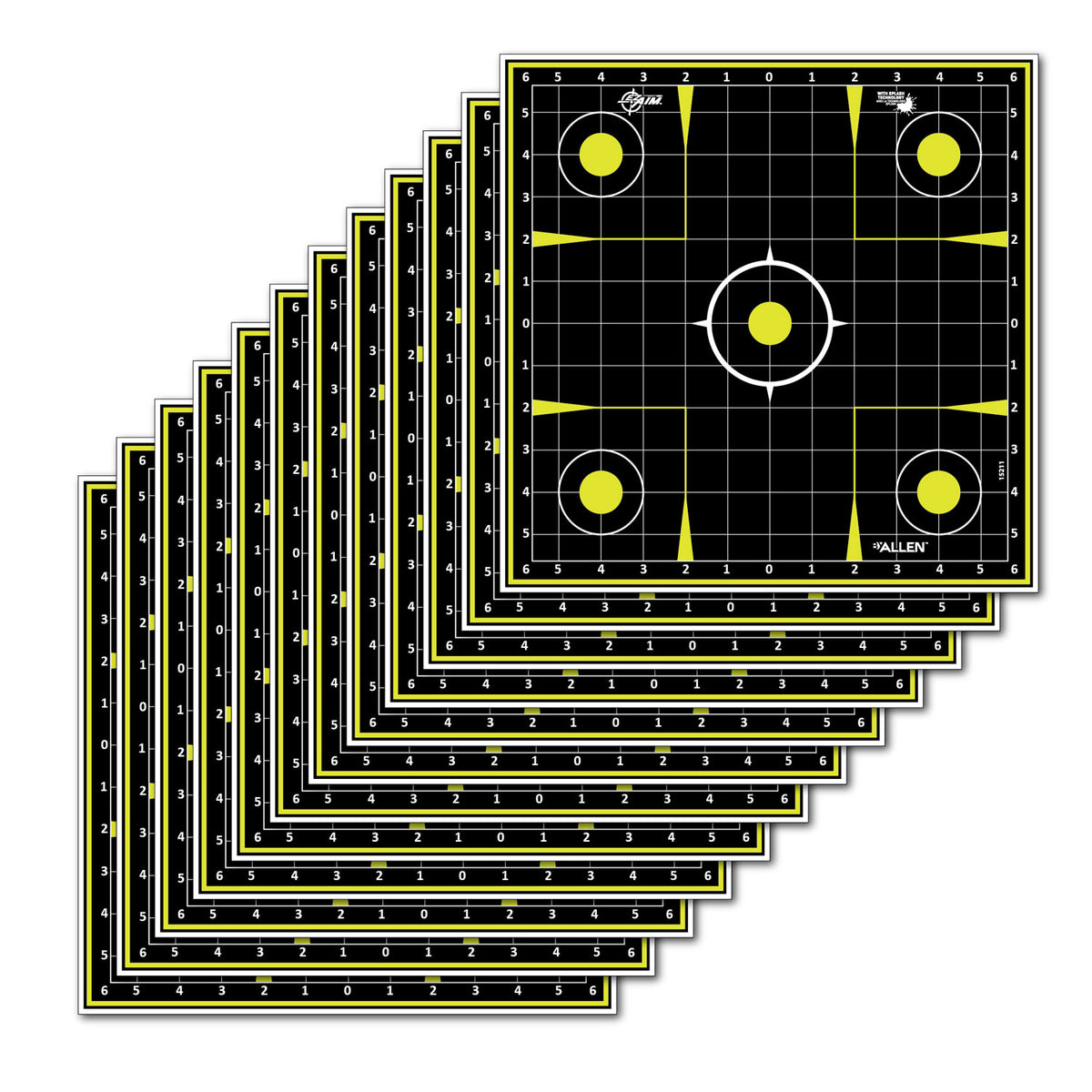 EZ-Aim 15211 Splash Reactive Non-Stick Sight-In Grid Paper Shooting Targets – 12-Pack