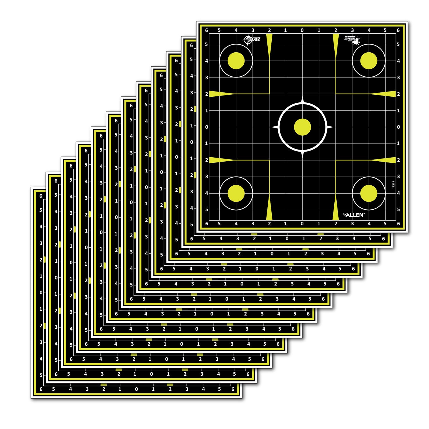 EZ-Aim 15211 Splash Reactive Non-Stick Sight-In Grid Paper Shooting Targets – 12-Pack