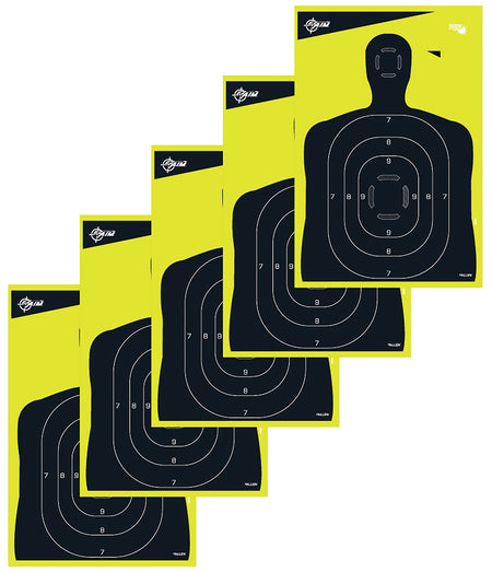 EZ-Aim 15330 Splash Reactive Silhouette Paper Shooting Targets – 12"x18" Black & Yellow, 5 Pk