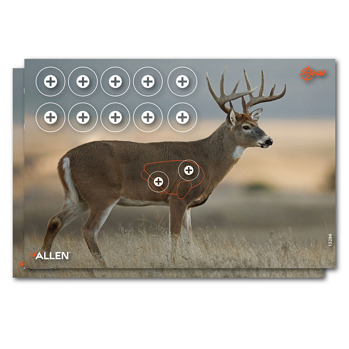 EZ-Aim 15286 Whitetail Deer Paper Target 23" x 35" Multi-Color with Pasters 2 Pack