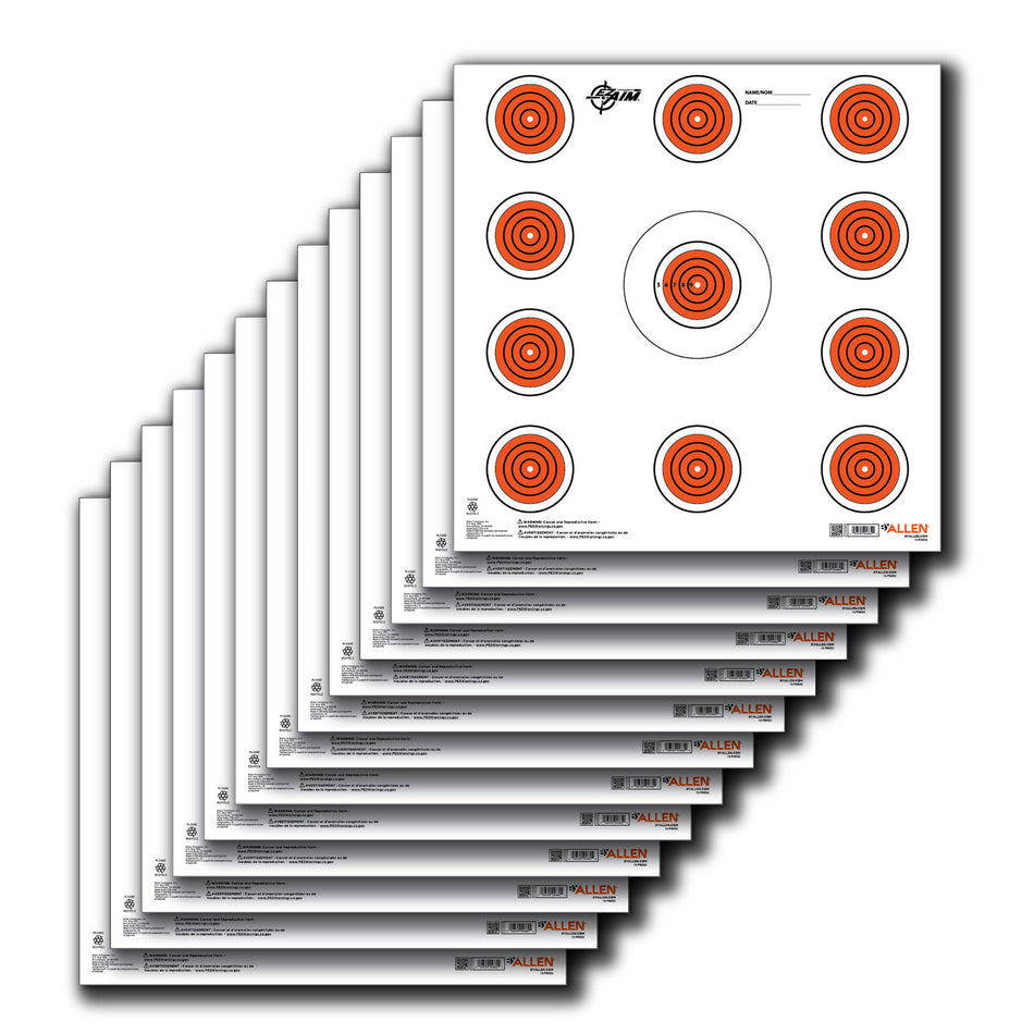 EZ-Aim 15245 SPOT Indoor Paper Target 12" x 12" Orange and White 13 Per Pack