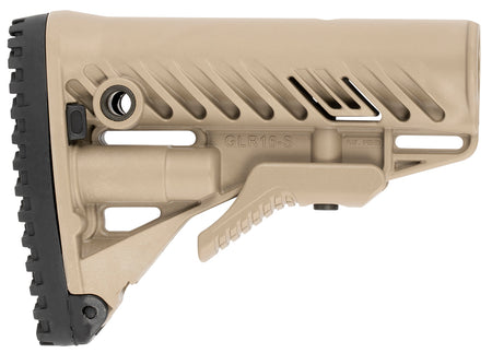 FAB Defense GLR-16 Mil-Spec Compatible Buttstock for AR-15/M16 FDE Fiberglass Reinforced Polymer