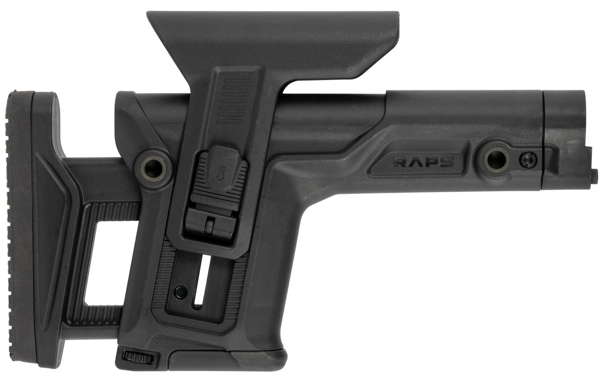 FAB Defense RAPS Ambidextrous Precision Stock Adjustable Cheek-Rest & LOP 1Latch System Black Polymer