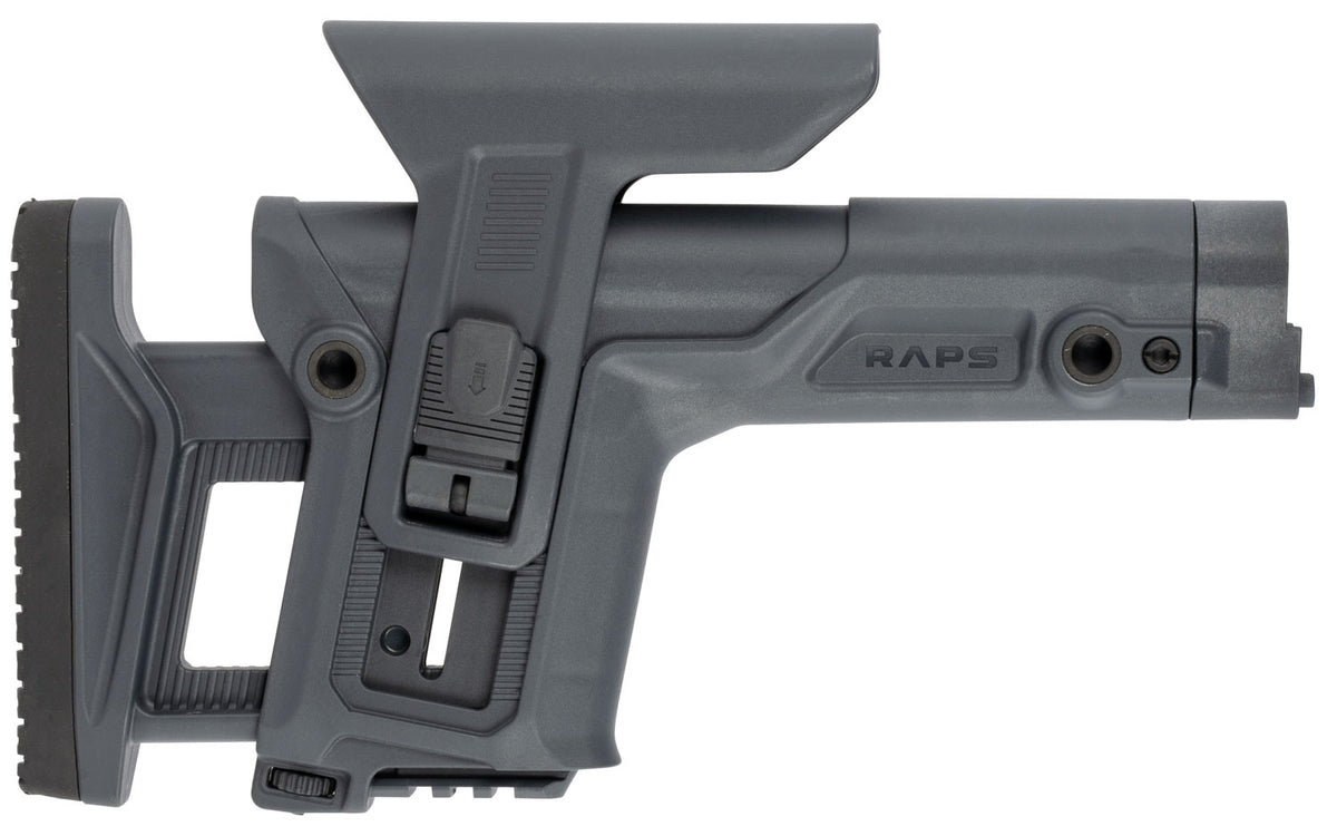 FAB Defense RAPS Rapid Adjustment Precision Stock Gray - Adjustable Cheek-Rest, LOP & 1Latch, Ambidextrous