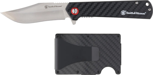 Smith & Wesson Carbon Fiber Knife and Wallet Combo Promo Pack