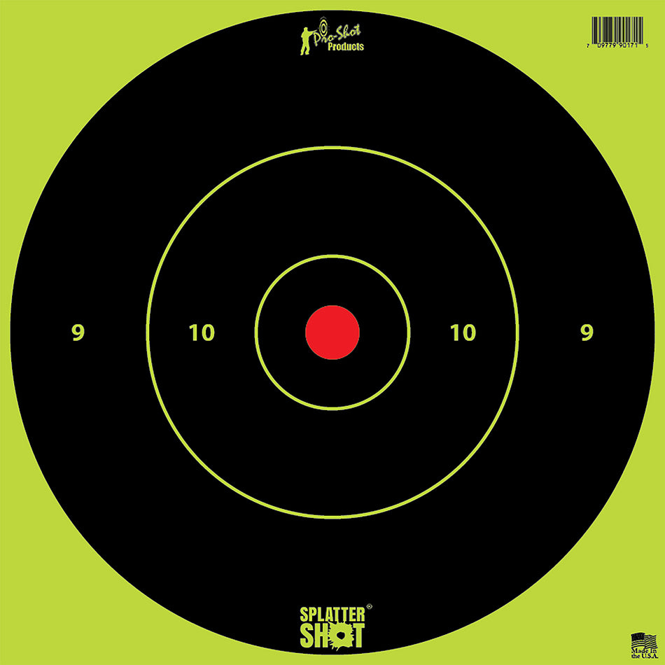 Pro-Shot SplatterShot 12" Bullseye Hanging Paper Targets Black/Red White Ring Enhancement 12 Pack