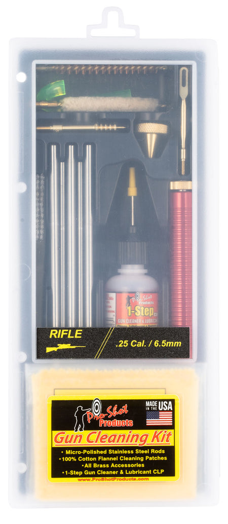 Pro-Shot .25 Caliber 6.5mm Rifle Classic Box Kit with Brass Jag and Cotton Patches