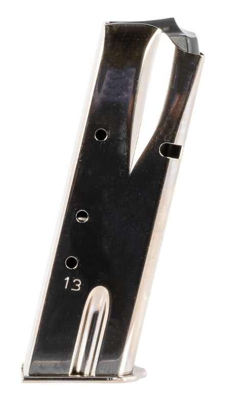 Mec-Gar MGBRHP13N 9mm 13rd Nickel Carbon Steel Magazine for Browning Hi-Power/Springfield SA-35