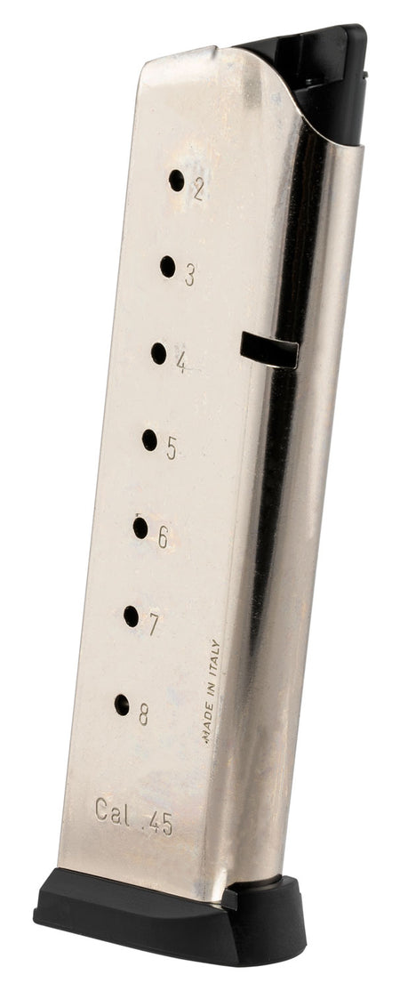 Mec-Gar MGCG4508NPF .45 ACP 8rd Nickel Carbon Steel Magazine for 1911 Government