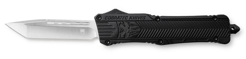 CobraTec CTK-1 OTF Tanto 3.25" Plain D2 Steel Blade Black Aluminum Handle Glass Breaker Included