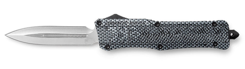 CobraTec CTK-1 3.75" Large OTF Dagger Plain D2 Blade Carbon Fiber Aluminum Handle with Glass Breaker and Pocket Clip