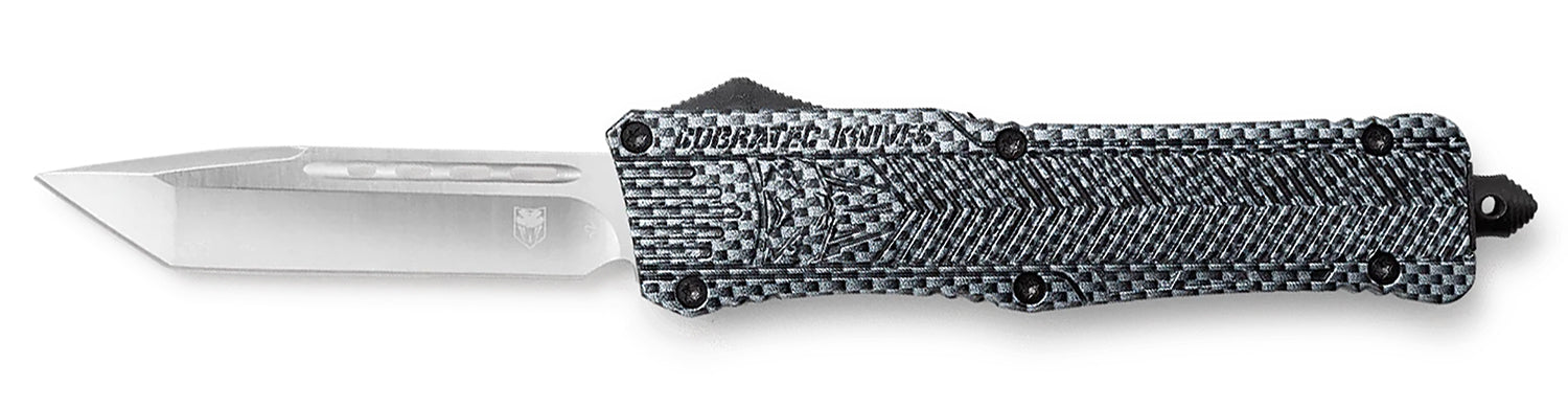 CobraTec CTK-1 3.75" Large OTF Tanto Plain D2 Blade Carbon Fiber Aluminum Handle with Glass Breaker and Clip