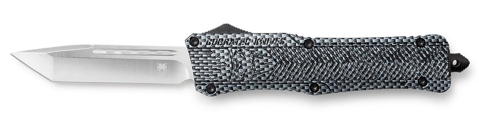 CobraTec CTK-1 3.75" Large OTF Tanto Plain D2 Blade Carbon Fiber Aluminum Handle with Glass Breaker and Clip