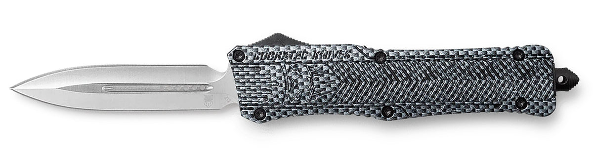 CobraTec CTK-1 3.75" Large OTF Dagger D2 Steel Plain Blade Carbon Fiber Handle Glass Breaker and Pocket Clip