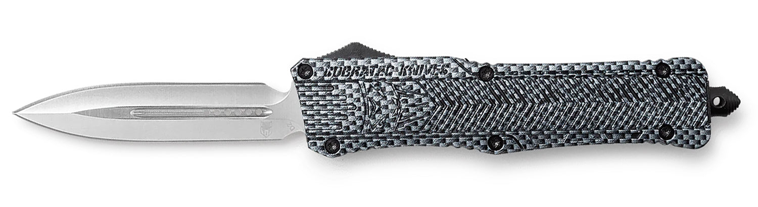 CobraTec CTK-1 3.75" Large OTF Dagger D2 Steel Plain Blade Carbon Fiber Handle Glass Breaker and Pocket Clip
