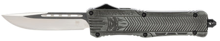 CobraTec CTK-1 3.75" Large OTF Drop Point Plain D2 Blade Stonewashed Aluminum Handle Glass Breaker and Clip