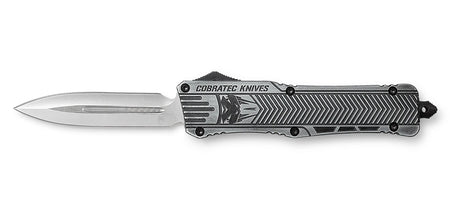 CobraTec CTK-1 3.75" Large OTF Dagger Plain D2 Blade Stonewashed Aluminum Handle Glass Breaker and Pocket Clip