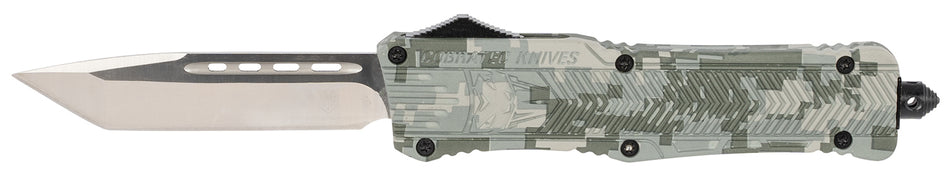 CobraTec CTK-1 3.75" Large OTF Tanto Plain D2 Blade Army DigiCamo Aluminum Handle Glass Breaker and Pocket Clip