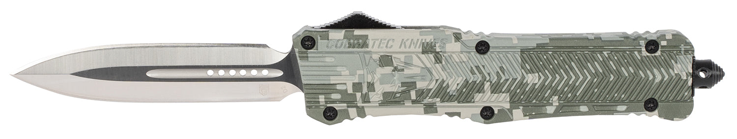 CobraTec CTK-1 3.75" Large OTF Dagger Plain D2 Blade Army DigiCamo Aluminum Handle Glass Breaker and Pocket Clip