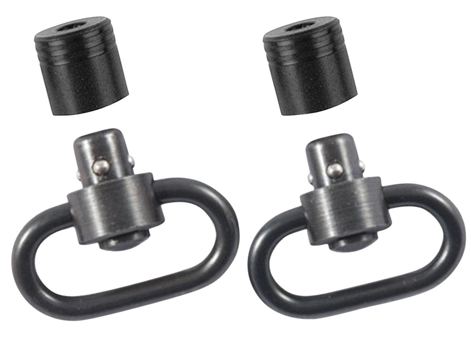 Outdoor Connection Black Steel 1" Push Button Sling Swivel Set PBS19121 Flush Mount Cup Bases
