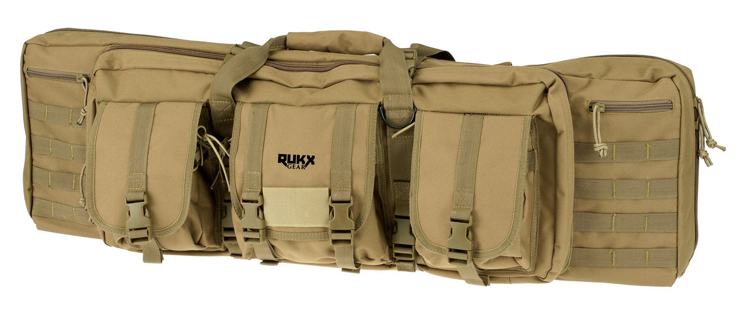 American Tactical Rukx Gear 36" Double Rifle Bag Tan 600D Polyester Padded Backpack Straps