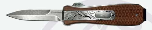 Smith & Wesson Unwavered 3" Spear Point OTF Auto Knife Satin/Wood Finish