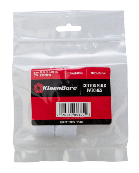 KleenBore P200 Cotton Flannel Gun Cleaning Patches .17/.177/.200/.204 Cal 100 Per Pack
