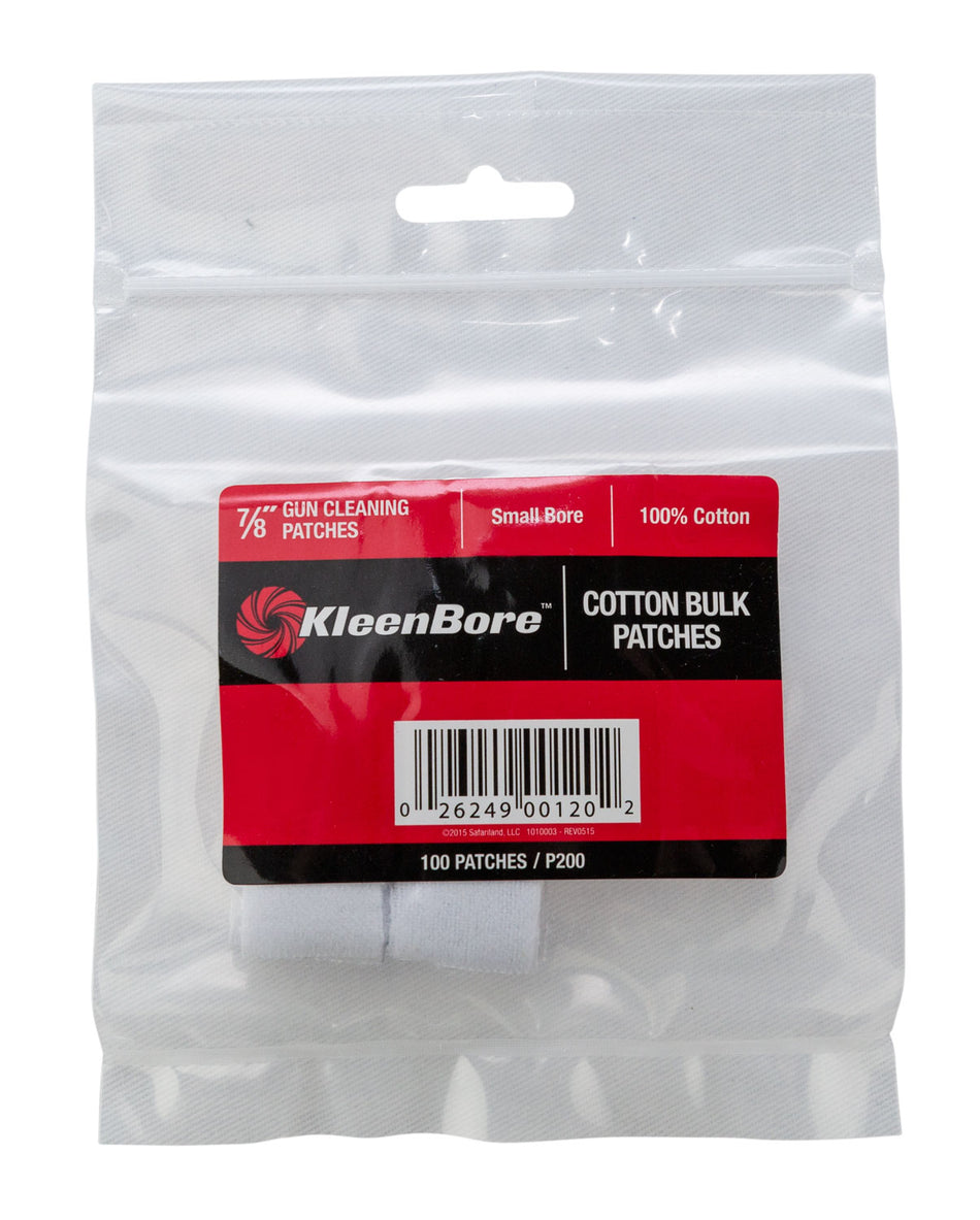 KleenBore P200 Cotton Flannel Gun Cleaning Patches .17/.177/.200/.204 Cal 100 Per Pack