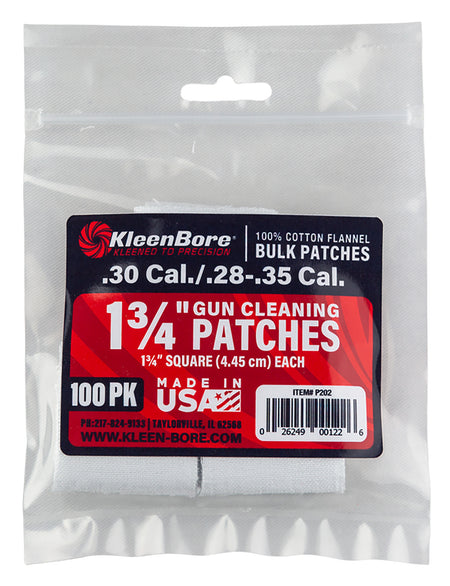 KleenBore P202 Cotton Flannel Bore Patches .30/.28-.35 Cal 1.75" 75 Per Pack