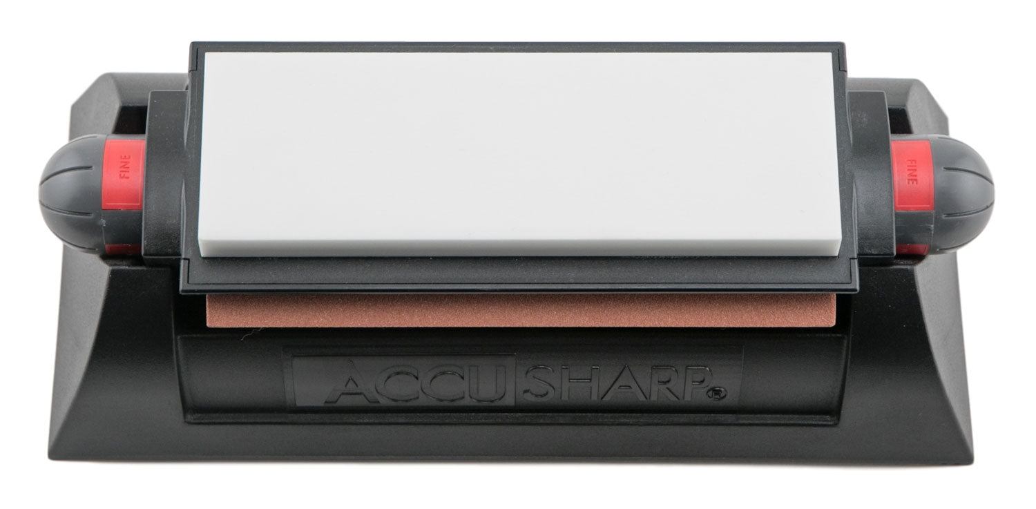 AccuSharp Tri-Stone Deluxe Knife Sharpening System Diamond Alumina Ceramic Rubber Base