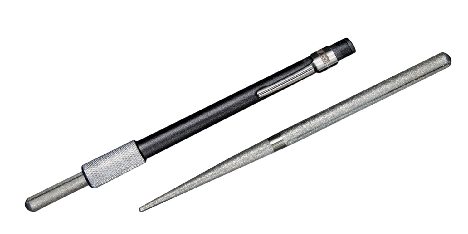 AccuSharp Diamond Rod Sharpener for Straight and Serrated Blades Black Overmolded Handle
