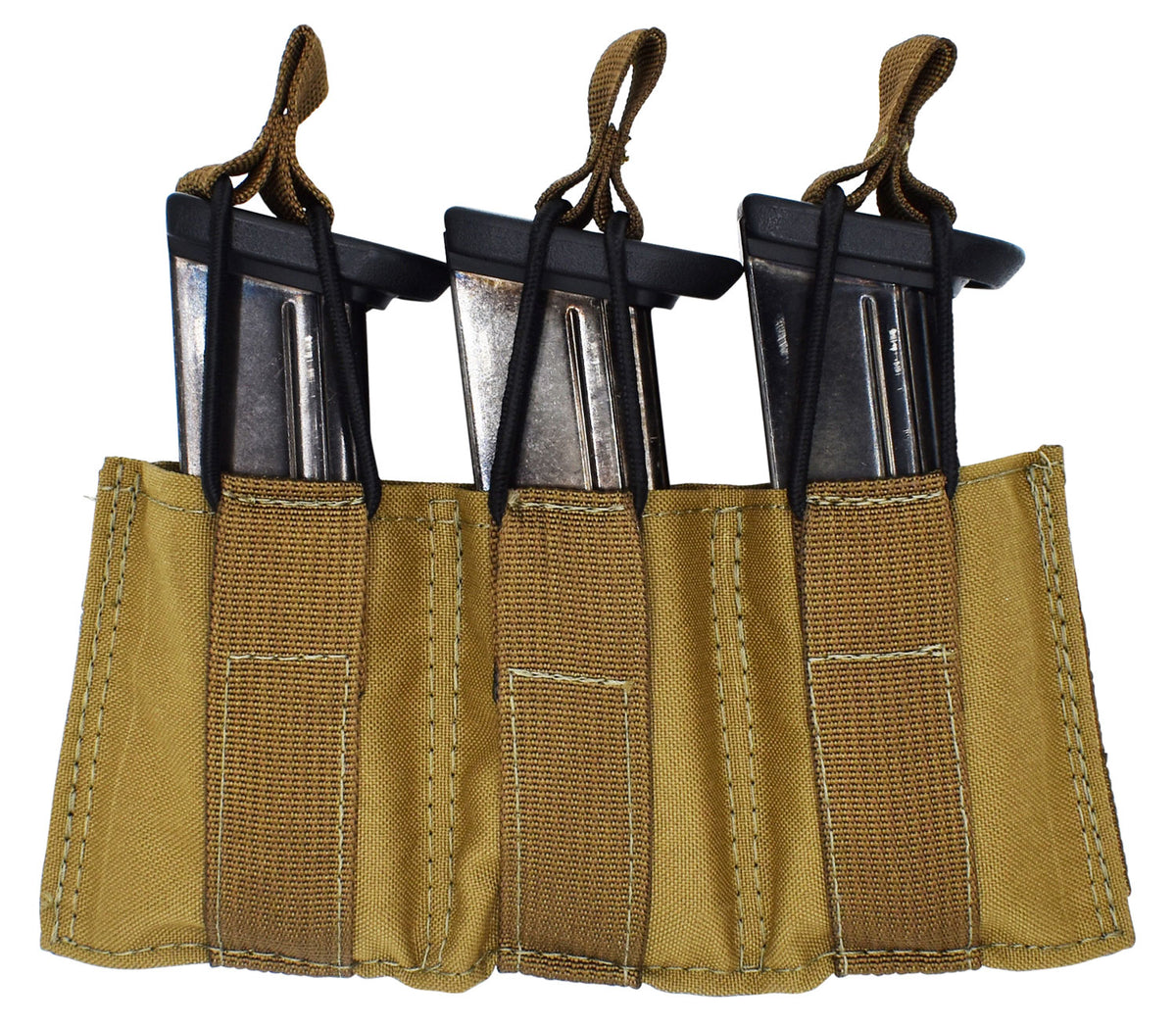 Tacshield T3608CY Triple Pistol Mag Speed Load Pouch Coyote MOLLE 1000D Nylon