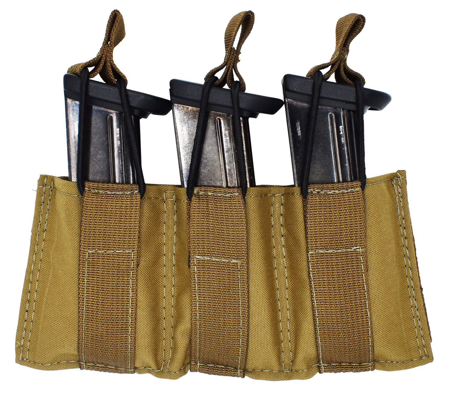 Tacshield T3608CY Triple Pistol Mag Speed Load Pouch Coyote MOLLE 1000D Nylon