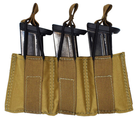 Tacshield T3608CY Triple Pistol Mag Speed Load Pouch Coyote MOLLE 1000D Nylon