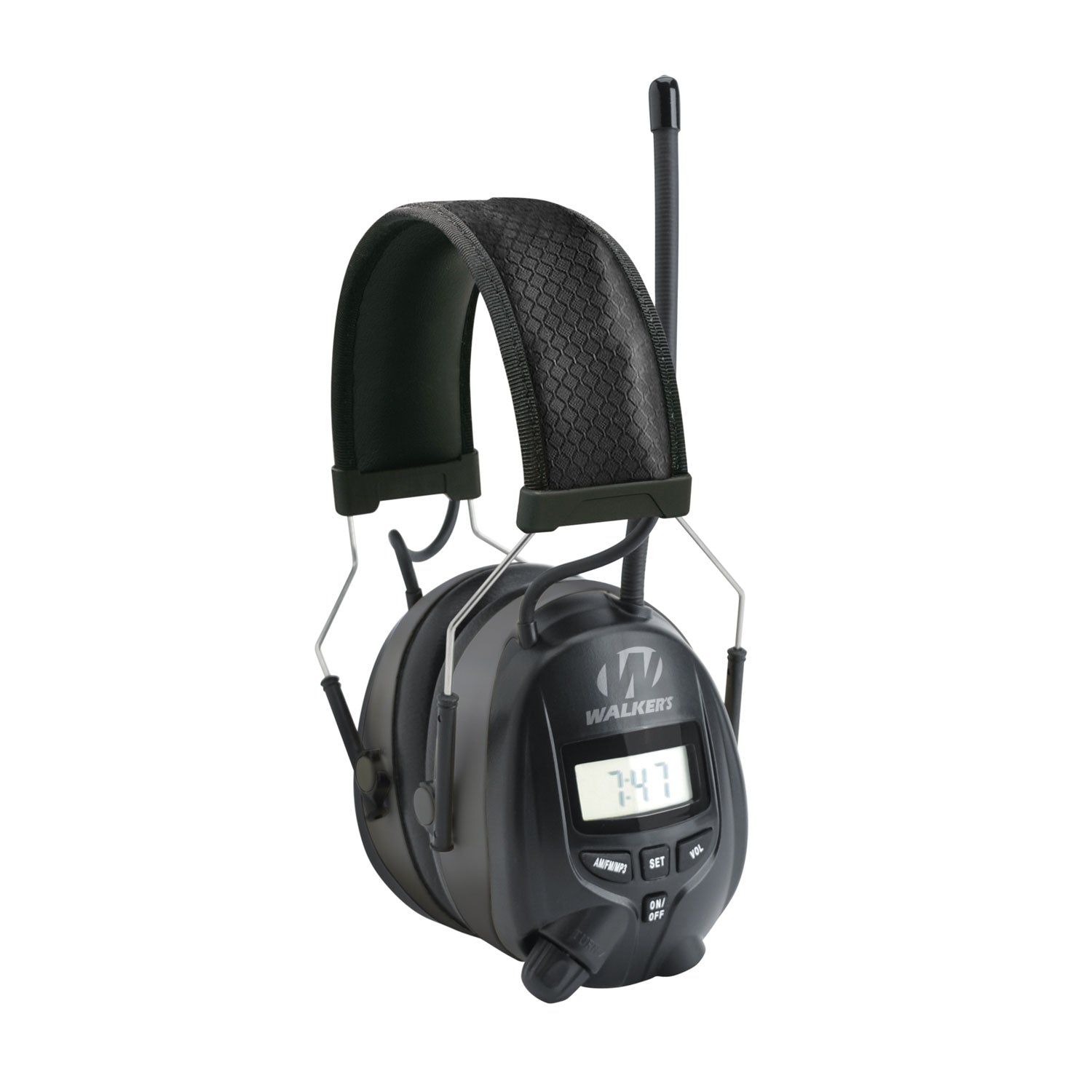 Walker's AM/FM Digital 25 dB Hearing Protection Over-the-Head Muff with Built-In Radio Black