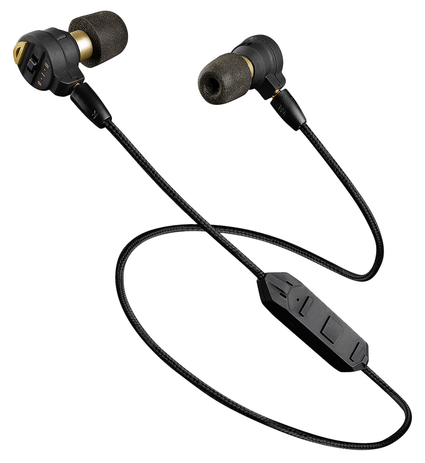 Pro Ears Stealth Elite 28dB Behind-the-Head Earbuds with Attachable Bluetooth Lanyard Black Adult 1 Pair