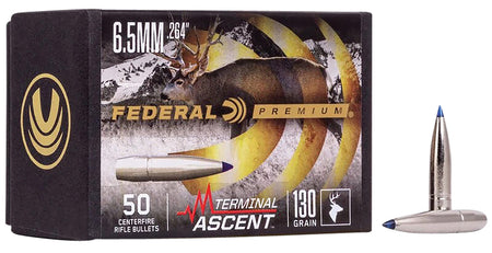 Federal PB264TA1 Premium Terminal Ascent Component 6.5mm 130gr Bullets 50/Box